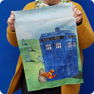 Doctor Mew Tea Towel