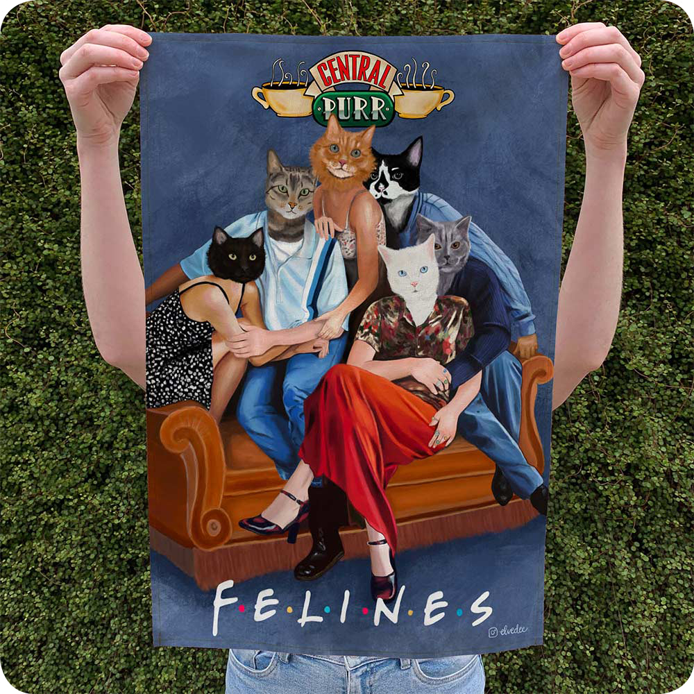 Feline Friends Tea Towel